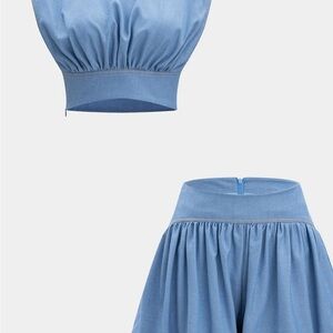 High Waist Blue Women's Shorts